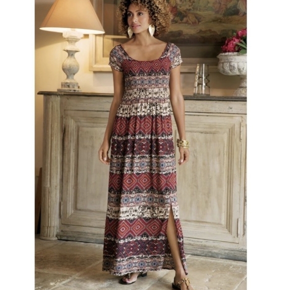 Soft Surroundings Bohemian Marcelo maxi dress in Merlot Color way - Picture 1 of 10